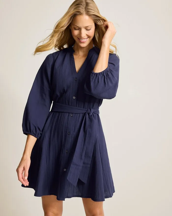Tommy Bahama Bella Breeze Shirt Dress Cover Up - Mare Navy *