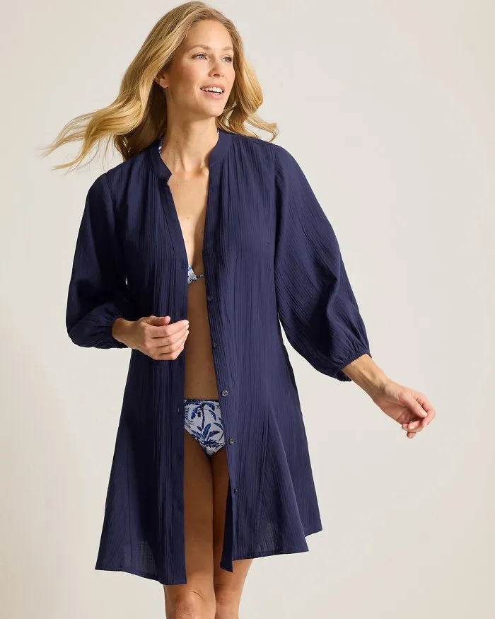 Tommy Bahama Bella Breeze Shirt Dress Cover Up - Mare Navy *