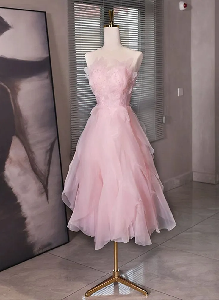 Tulle Beaded Low Back Short Party Dress, Tulle Homecoming Dress     fg5228