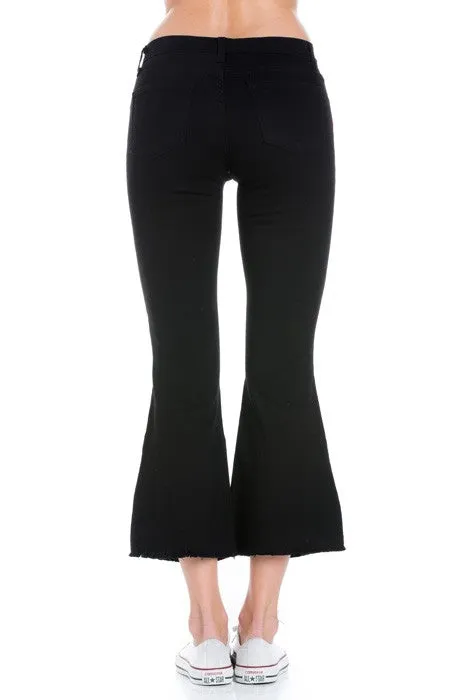 Walk of Fame Culotte Denim Flared Jeans Black Strip