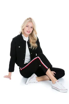 Walk of Fame Culotte Denim Flared Jeans Black Strip