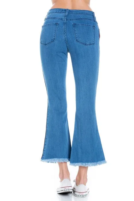 Walk of Fame Culotte Denim Flared Jeans Black Strip