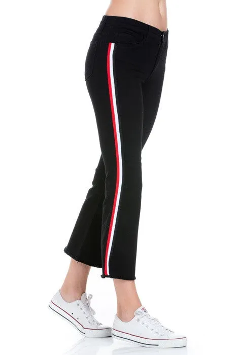 Walk of Fame Culotte Denim Flared Jeans Black Strip