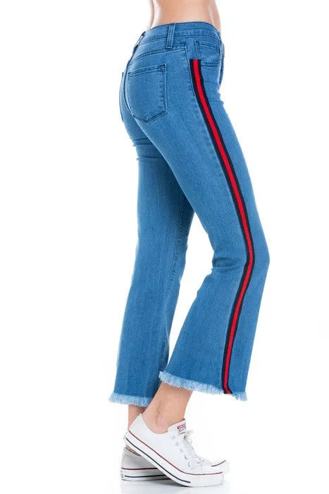Walk of Fame Culotte Denim Flared Jeans Black Strip