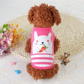 White Rabbit Holding Carrot Print Spring Puppy Tank Top