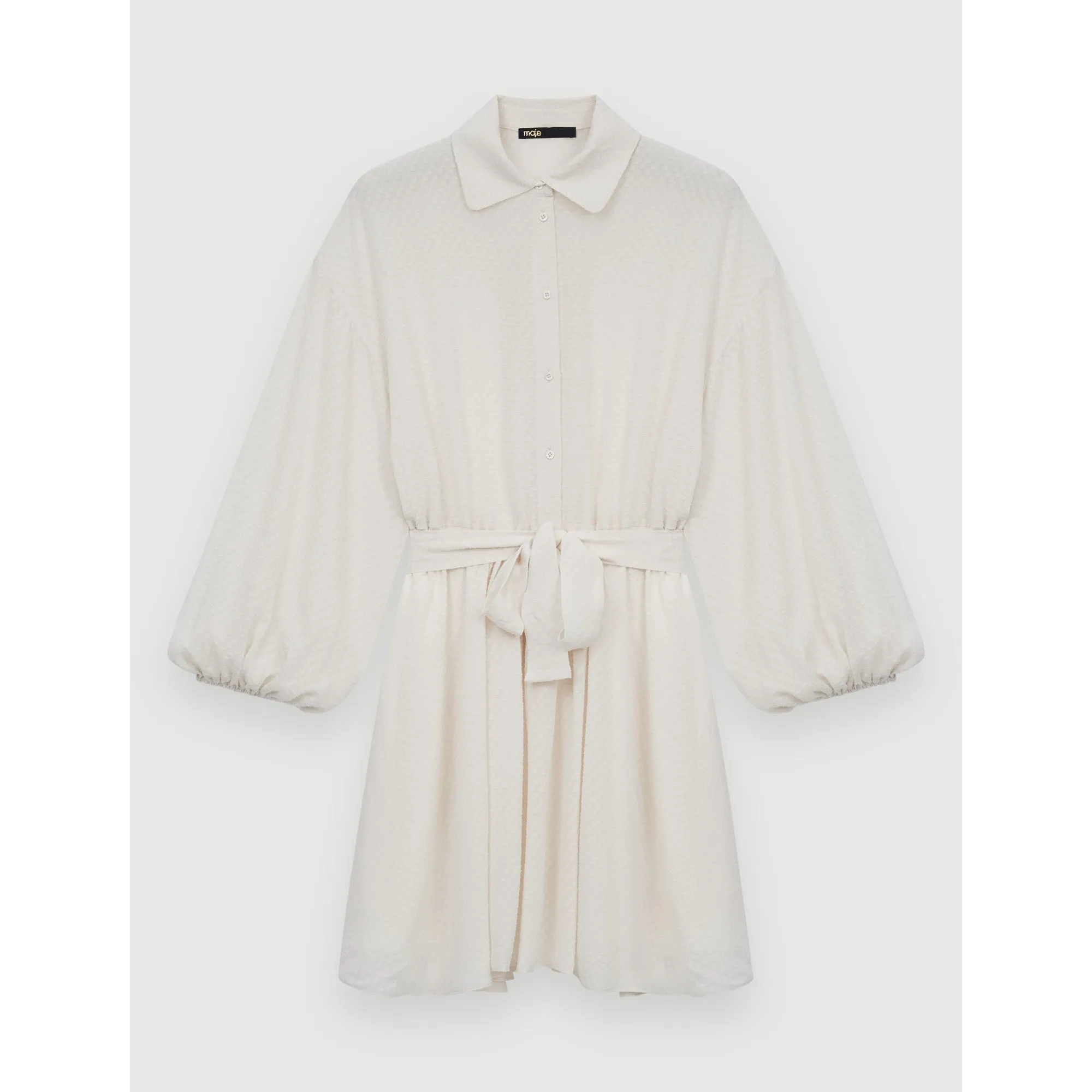 Women Loose-Fitting Shirt Dress - Ecru