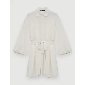 Women Loose-Fitting Shirt Dress - Ecru