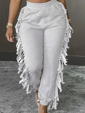 Women's  Casual Tassel  Cut  Fitted  Jogger  Pants