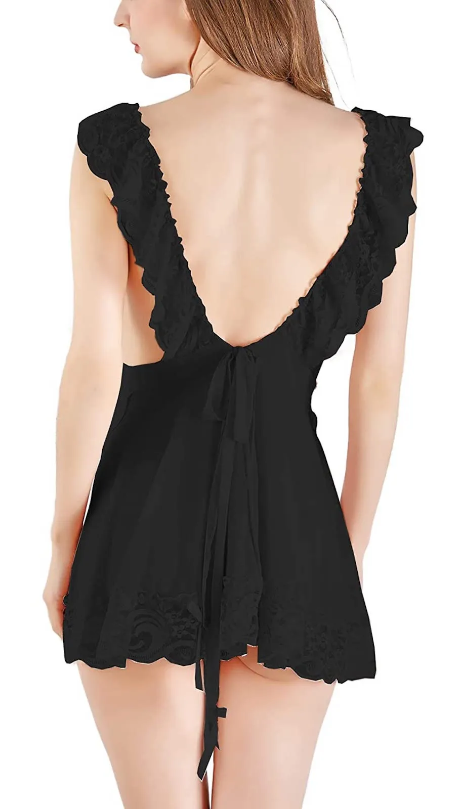 Xs and Os Women Babydoll Lingerie Designer Lace Work Nightwear Lingerie with Panty