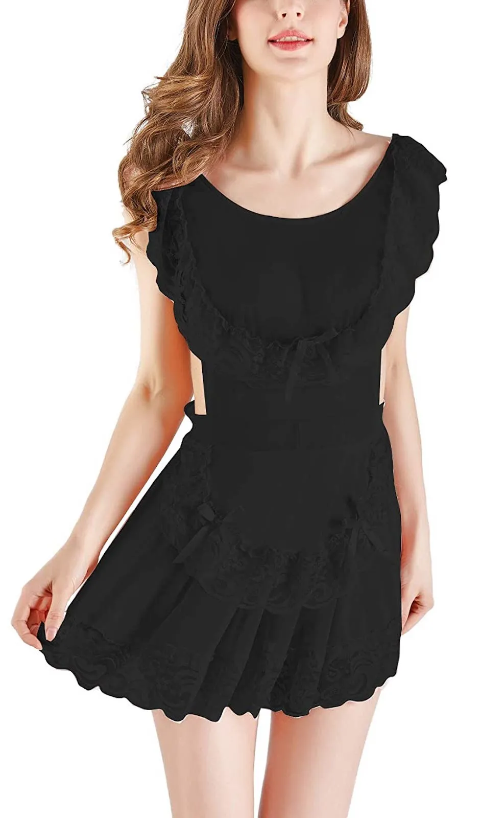 Xs and Os Women Babydoll Lingerie Designer Lace Work Nightwear Lingerie with Panty