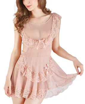 Xs and Os Women Babydoll Lingerie Designer Lace Work Nightwear Lingerie with Panty