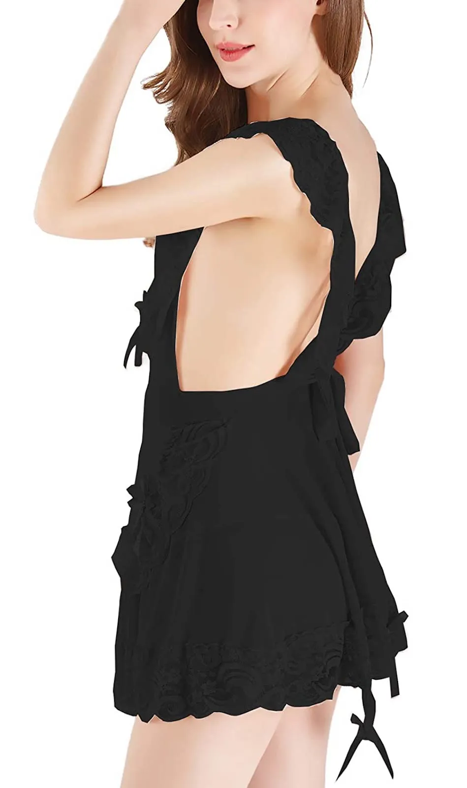 Xs and Os Women Babydoll Lingerie Designer Lace Work Nightwear Lingerie with Panty