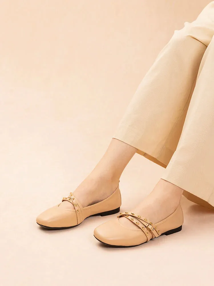 Zia Studded Buckle Flats