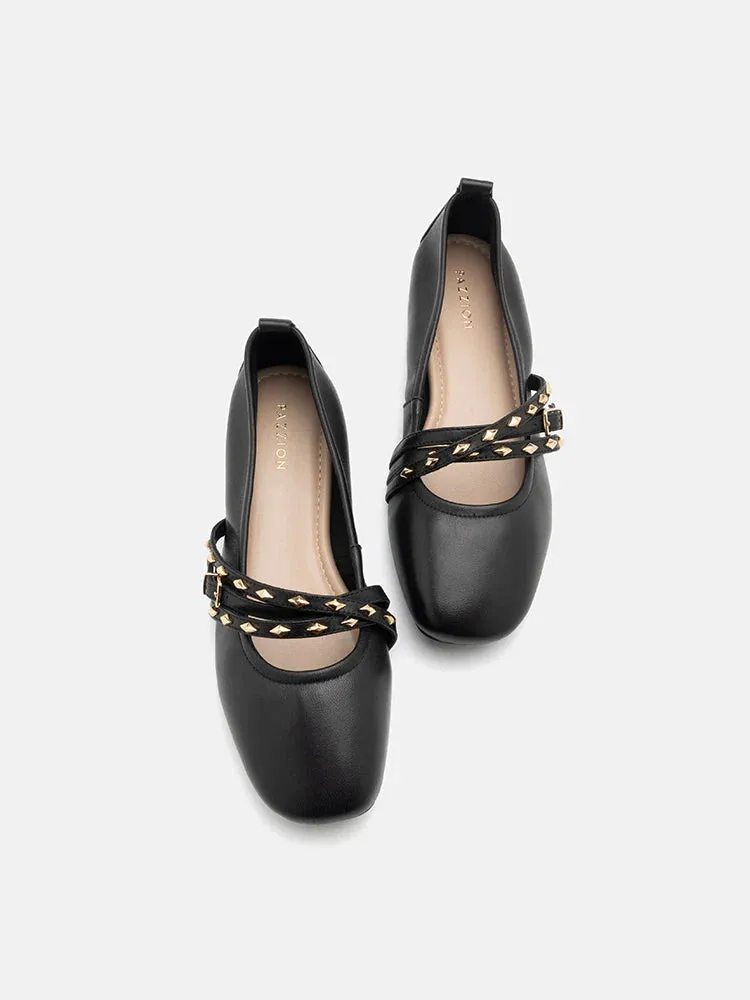 Zia Studded Buckle Flats