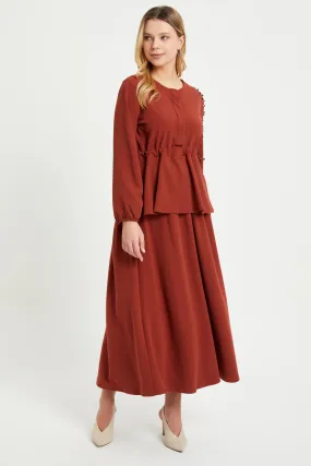 ZRF Women Embroidered Sleeve Suit - Terracotta - Köniz